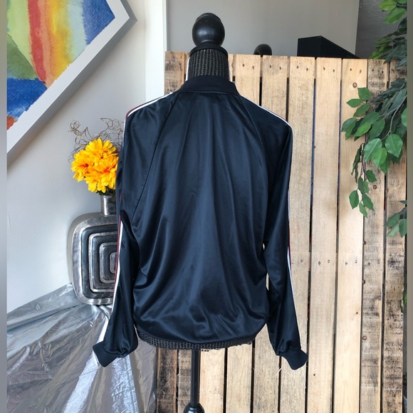 Pierre Cardin Women’s Jacket Black w. Red & White Stripes Vintage / Retro Sz. M - Picture 10 of 10